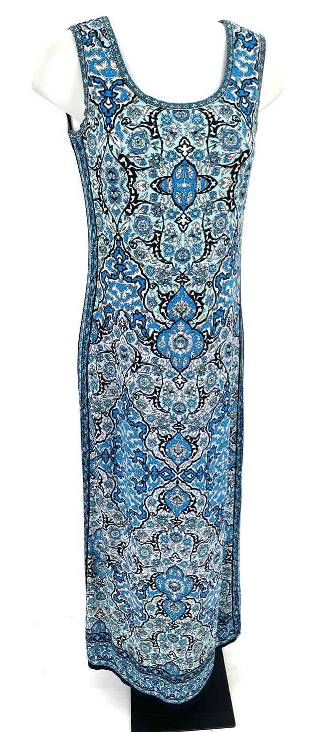 Size S MAX STUDIO Blue Print Dress – Back by Popular Demand Consignment inc