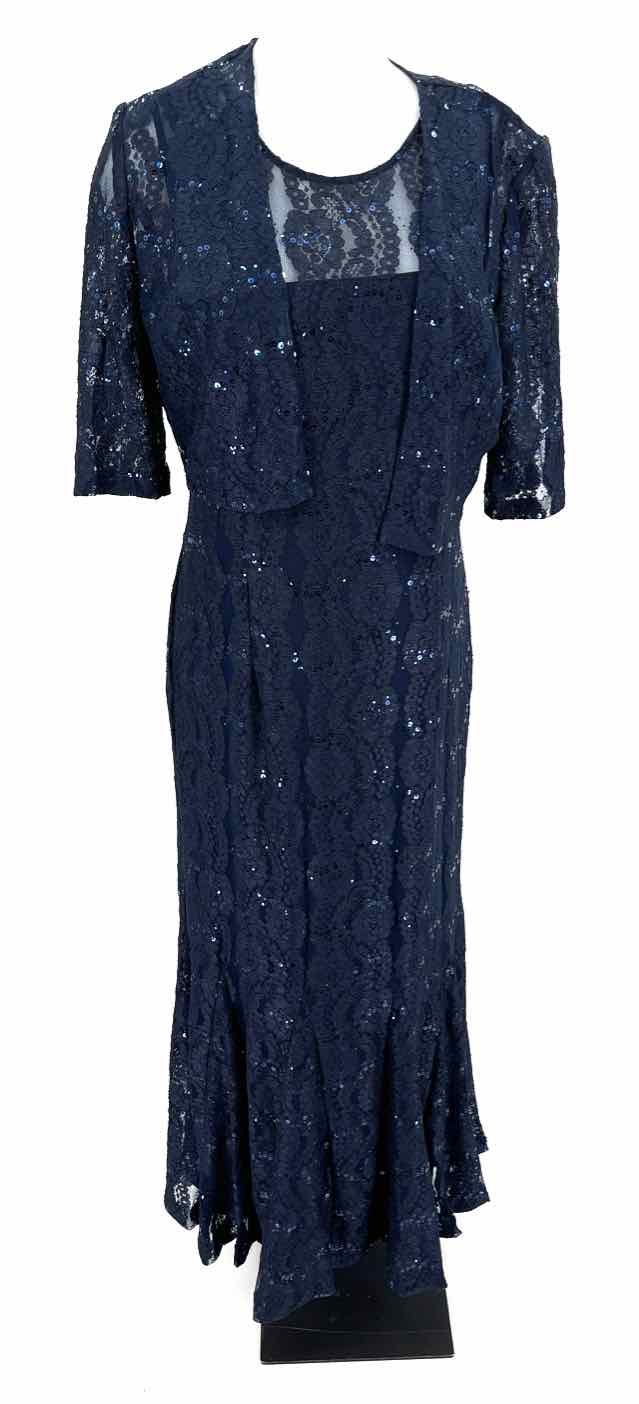 Size 12 ALEX EVENING Navy Lace Dress
