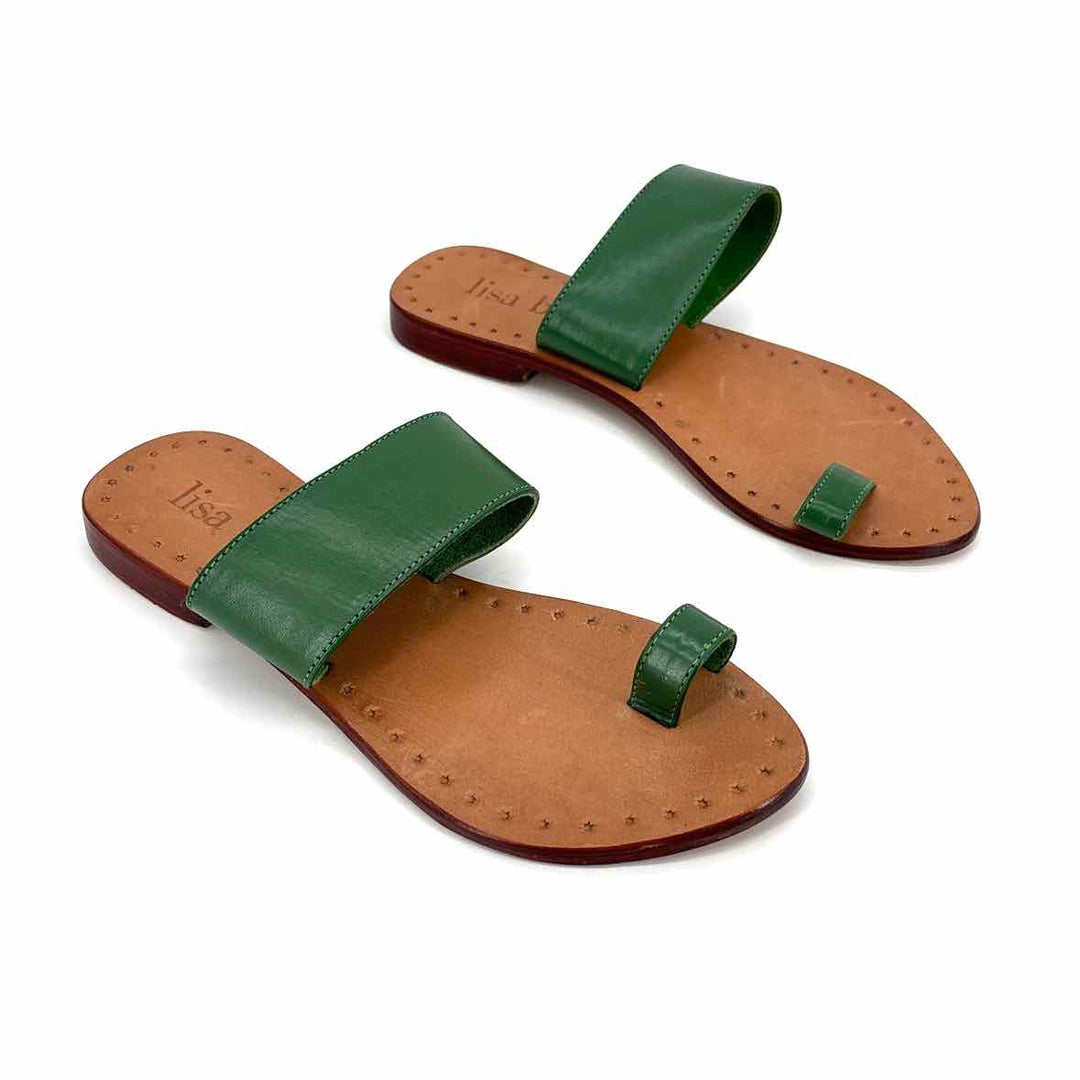 Shoe Size 6 Green Leather Sandals