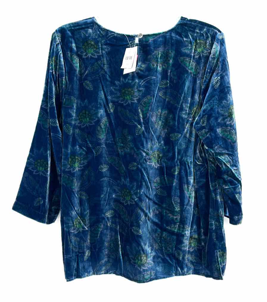 Size M J JILL Blue Velour Shirt