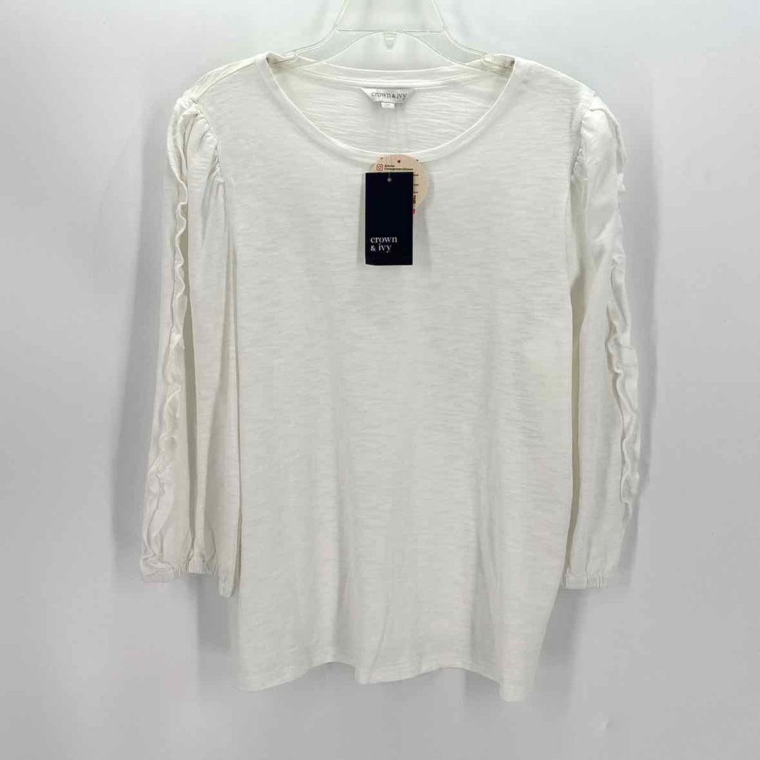 Size XL CROWN & IVY White Cotton Modal Shirt