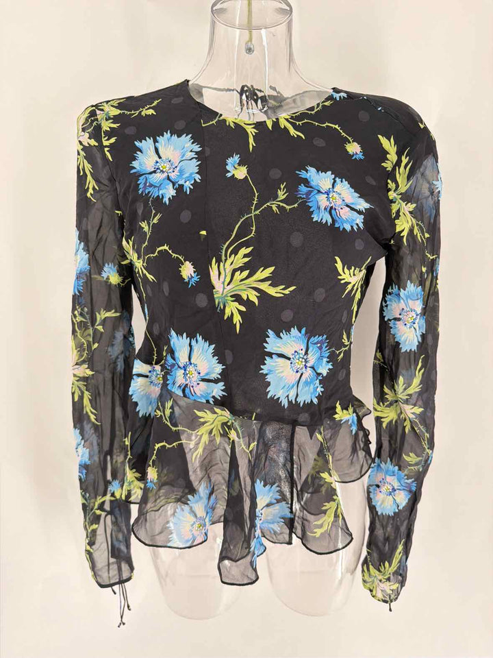 Size 6 TOPSHOP Black Print Shirt