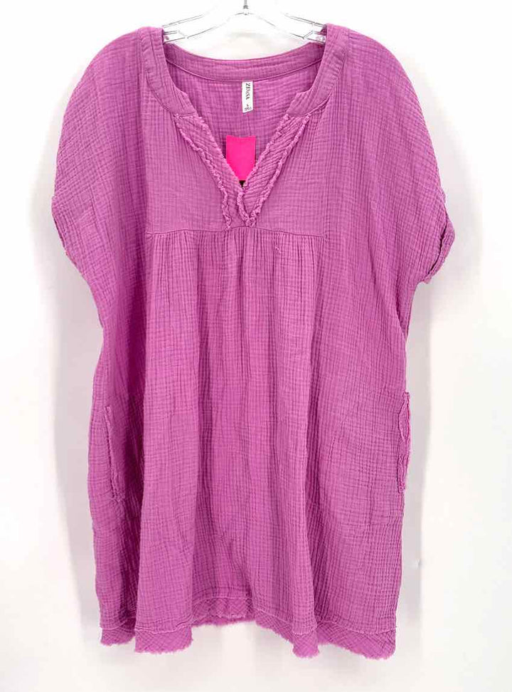Size L ZENANA Purple Cotton Dress