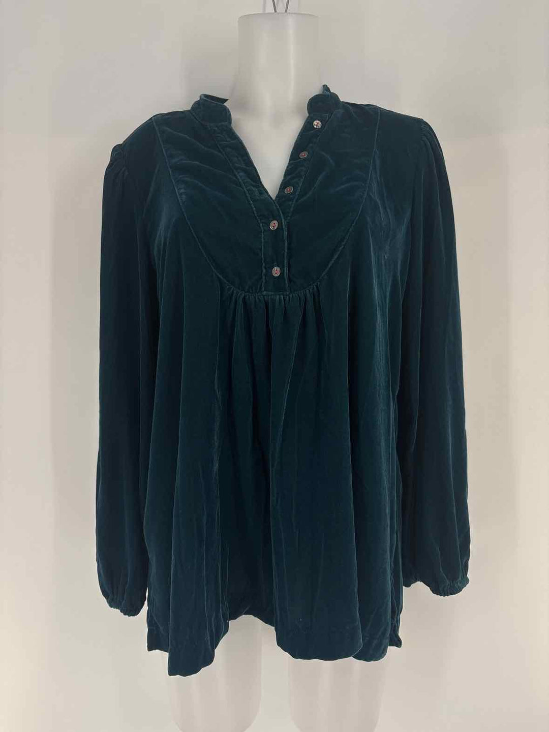 Size M Anthropologie Teal Velour Shirt