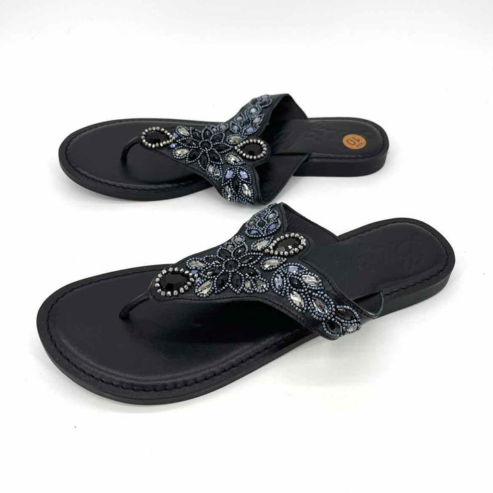 Shoe Size 10 BRIGHTON Black Leather Sandals