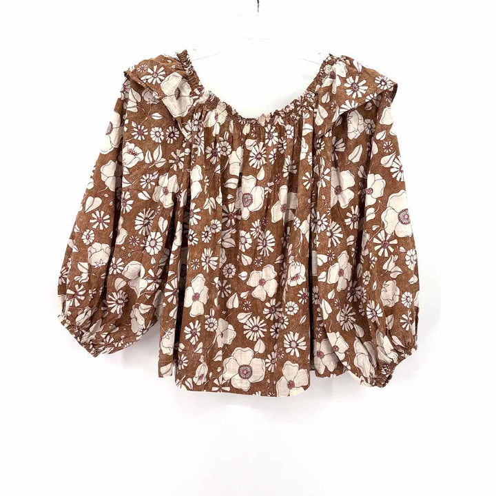 Size XS FREE PEOPLE Brown Print Shirt