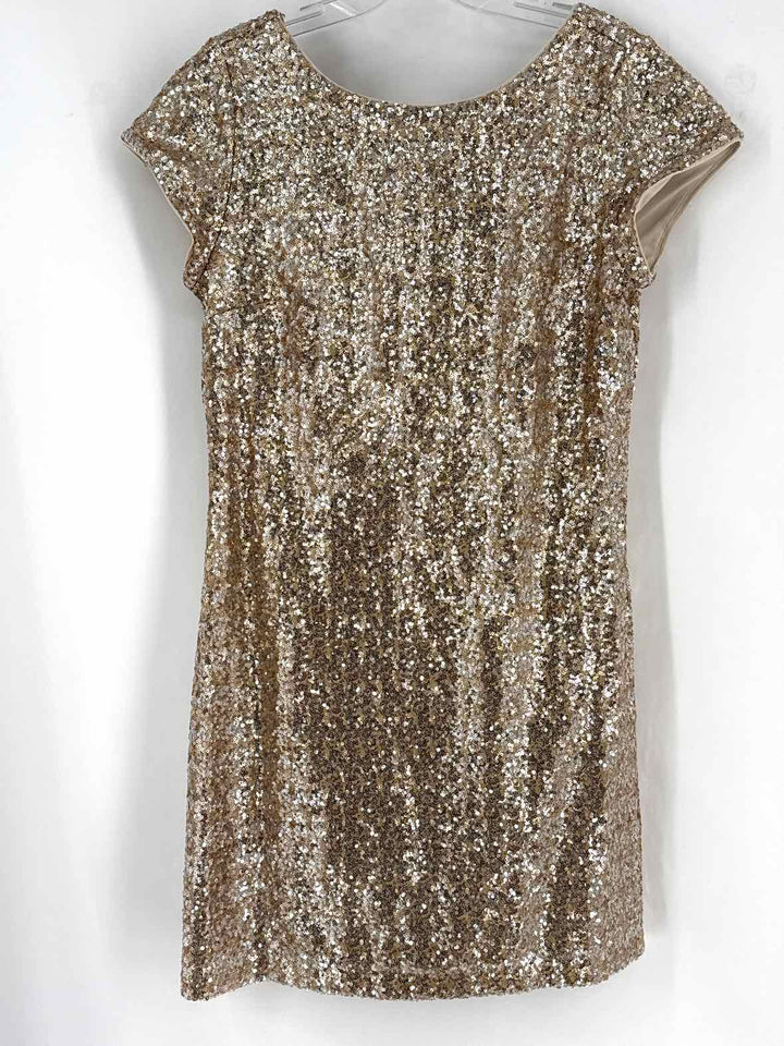 Size M White House Black Market Gold Dress