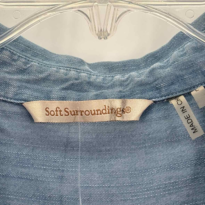 Size L SOFT BY AVENUE Blue Chambray Dress