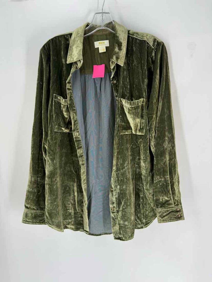 Size 8 MAEVE Green Velour Shirt