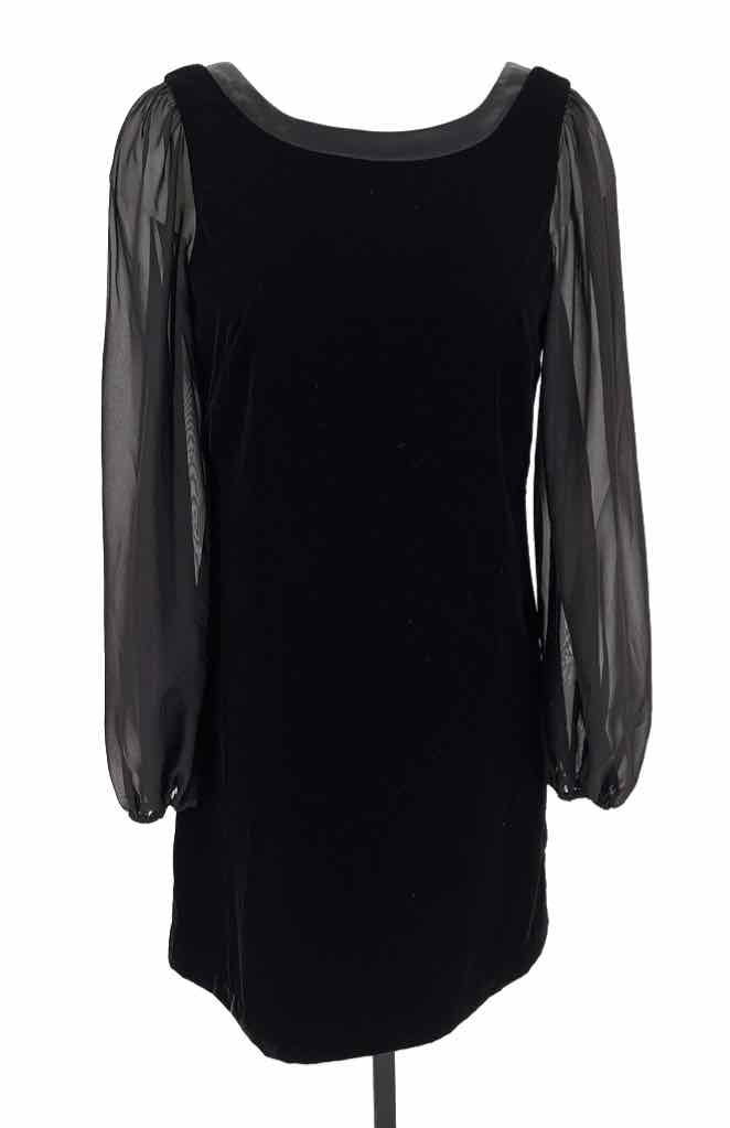 Size 4 White House Black Market Black Velvet Chiffon Dress