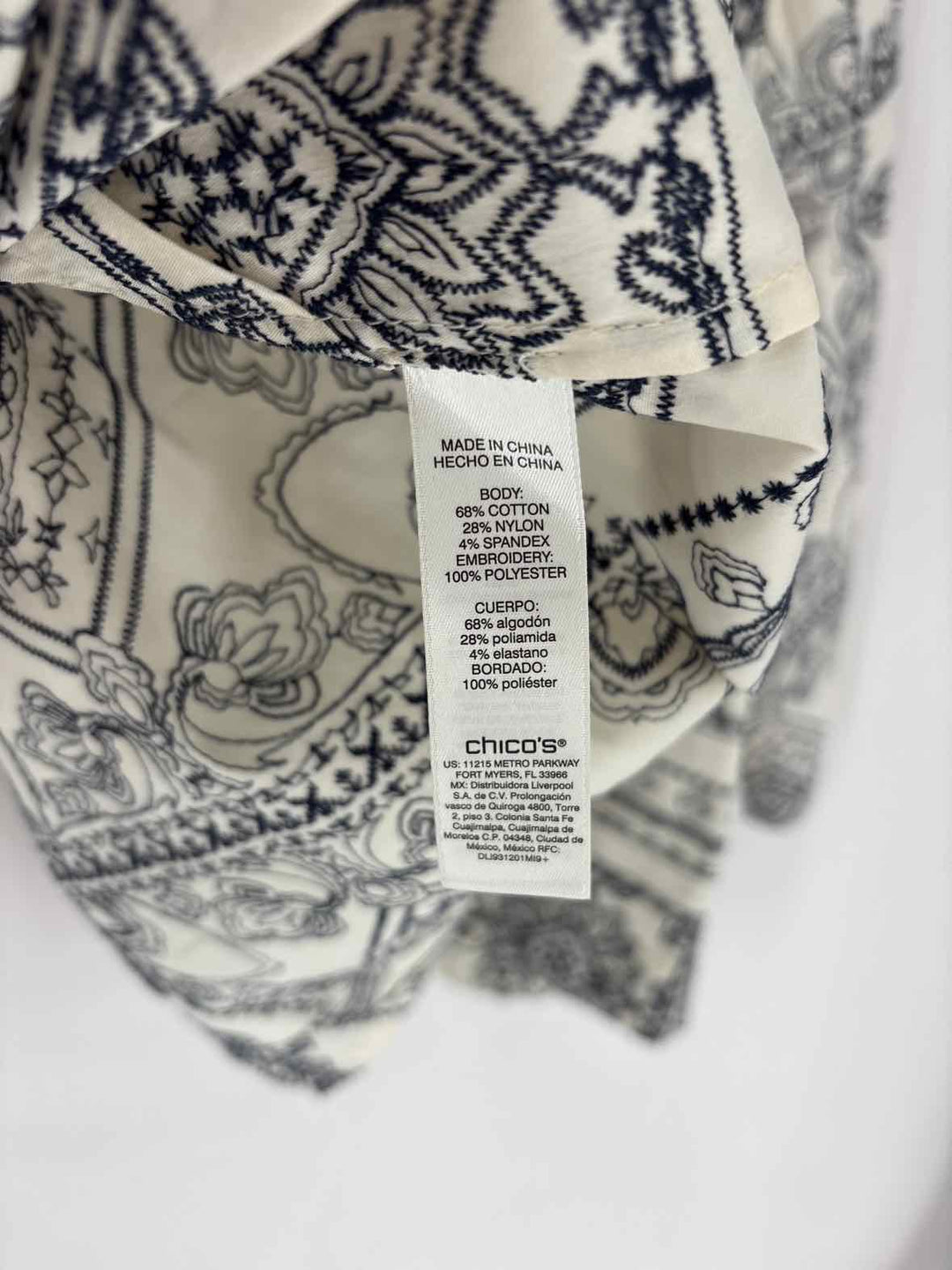 Size XL Chico's Cream Shirt