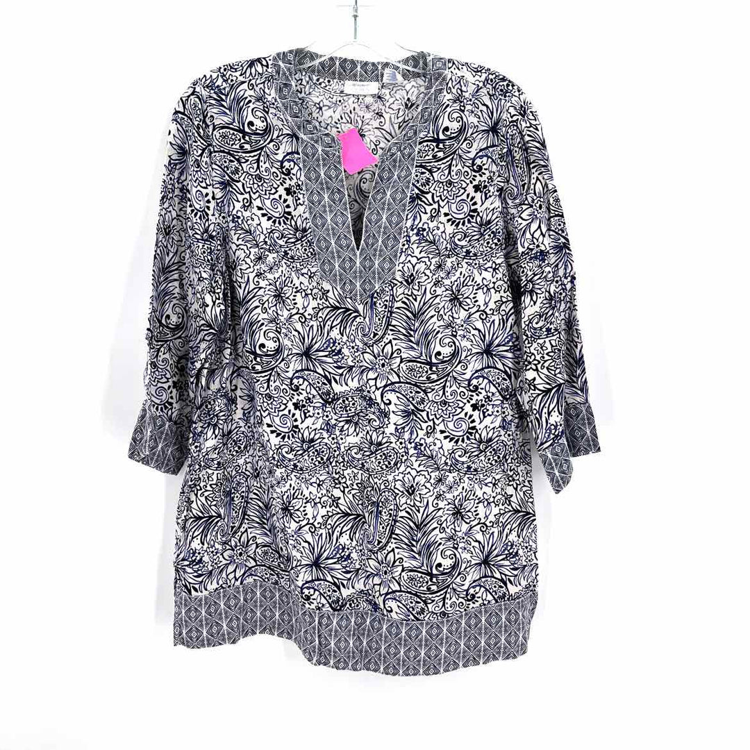 Size M SIGRID OLSEN Blue Print Shirt