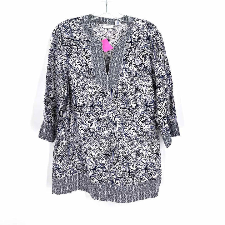 Size M SIGRID OLSEN Blue Print Shirt