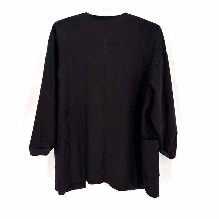 Size XL JOAN VASS Black Faux Leather Jacket
