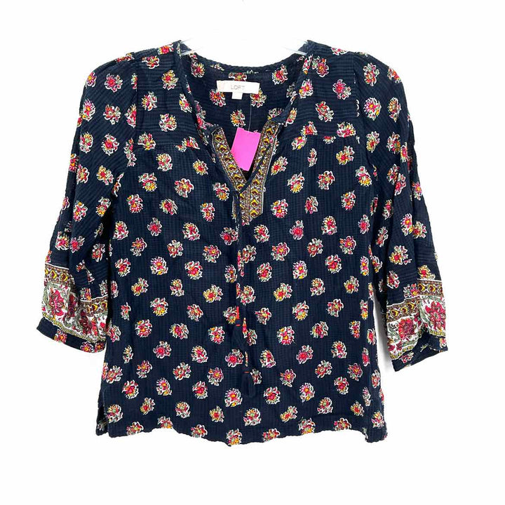 Size XS LOFT Navy Print Shirt