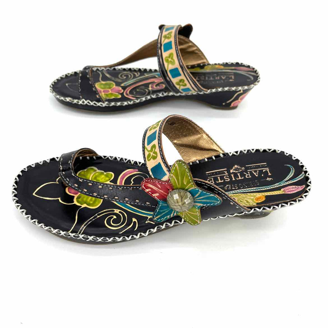 Shoe Size 7.5 SPRING STEP Black Leather Sandals