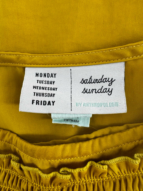 Size XL SATURDAY SUNDAY Mustard Sateen Shirt