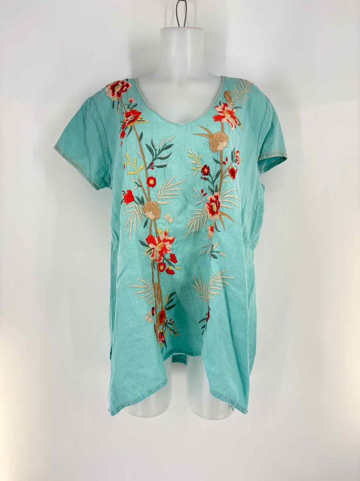 Size L Johnny Was Teal Shirt
