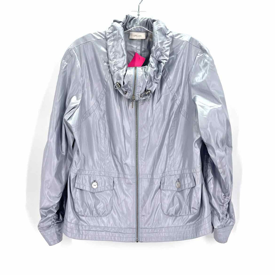 Size L Chico's Light Blue Nylon Jacket