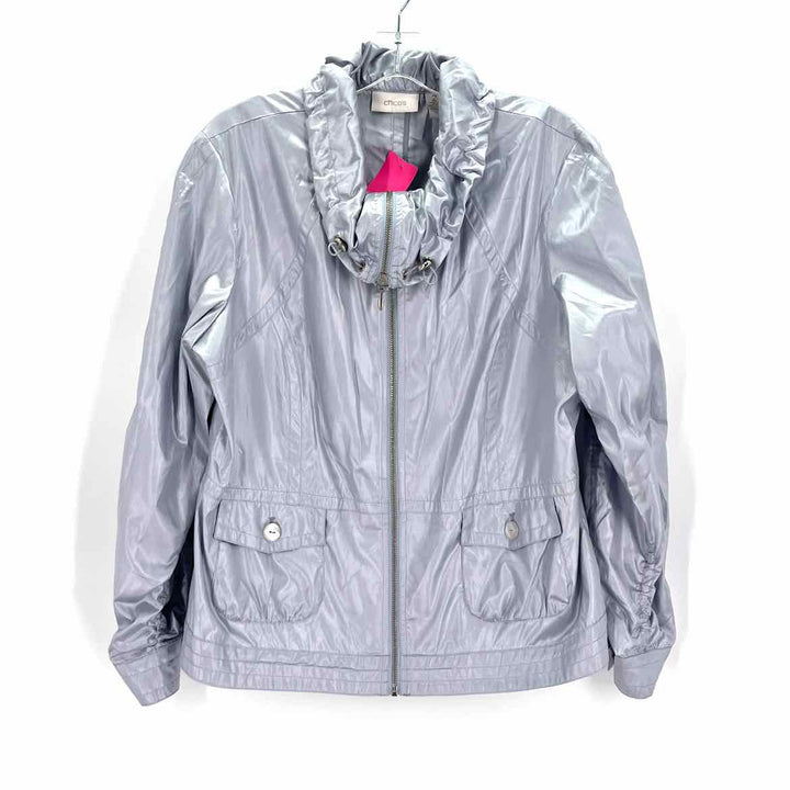 Size L Chico's Light Blue Nylon Jacket