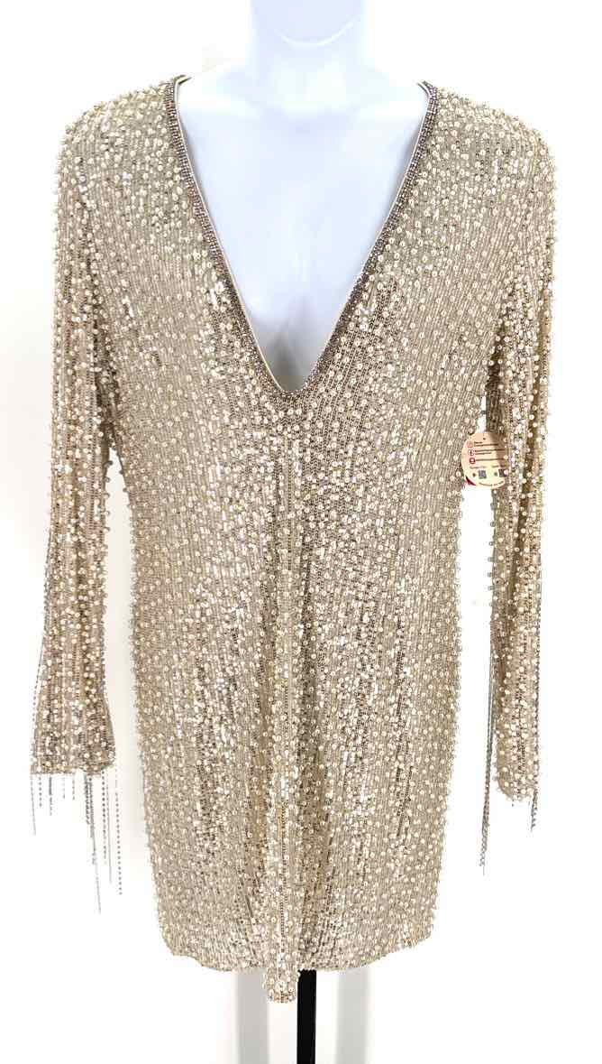 Size 2X Champagne Sequined Dress