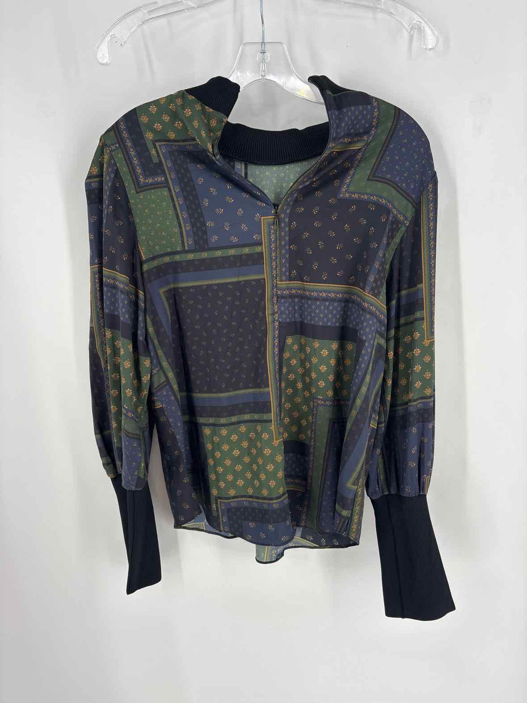 Size 8 VERONICA BEARD Navy Print Shirt