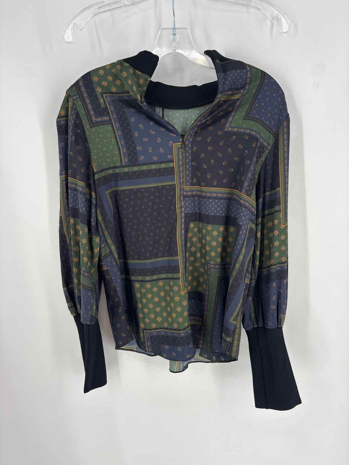 Size 8 VERONICA BEARD Navy Print Shirt