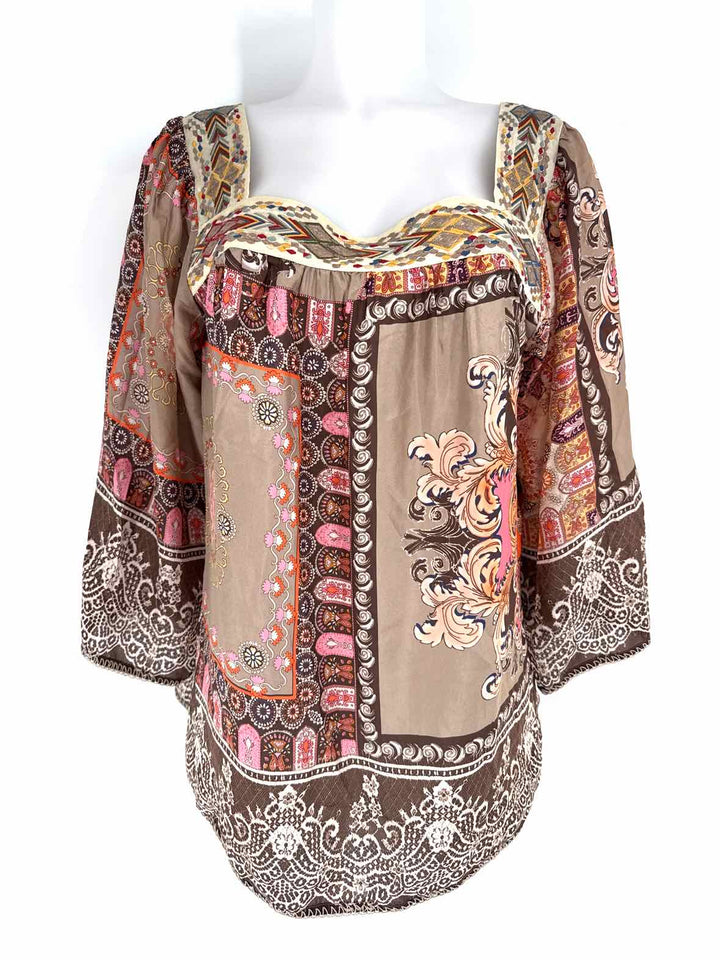 Size M Johnny Was Brown Print Shirt