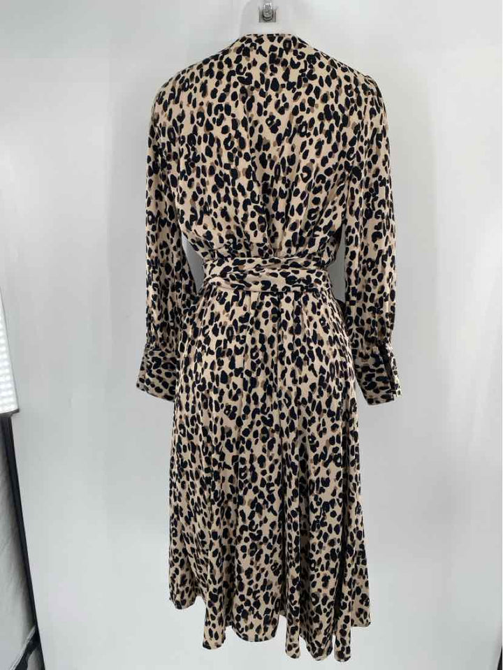 Size L HALOGEN Brown Print Dress
