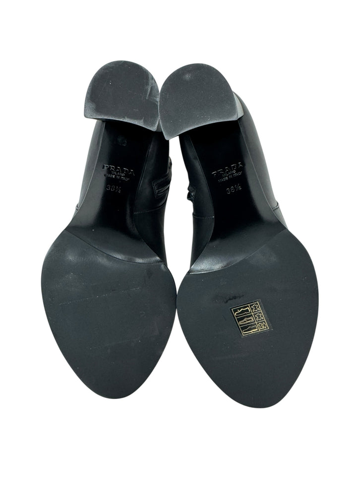 Shoe Size 38.5 PRADA Black Leather Luxury - Boots