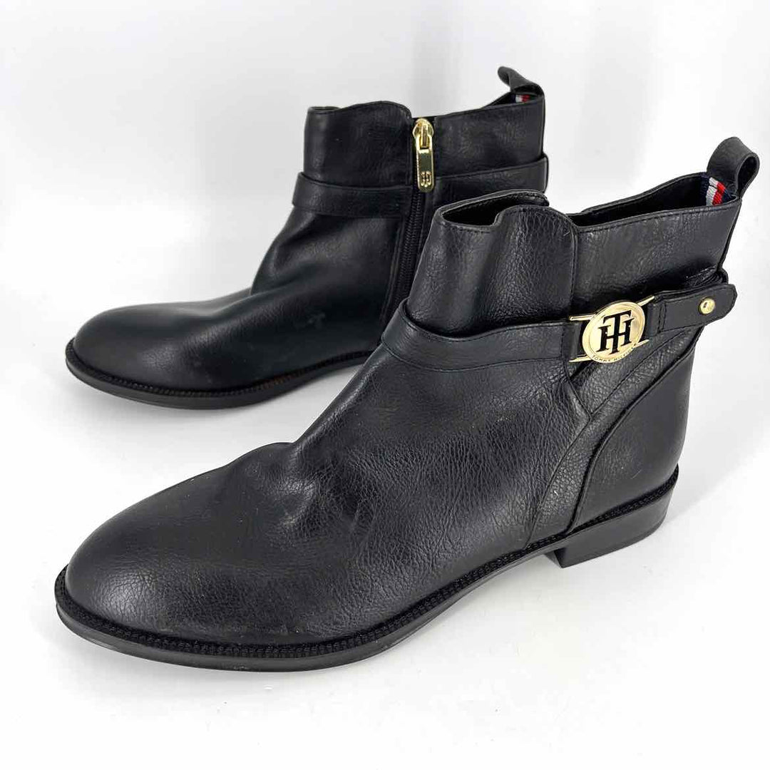 Shoe Size 10 TOMMY HILFIGER Black Leather Boots
