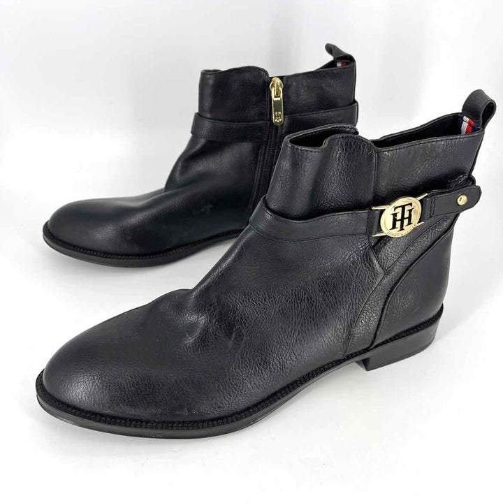 Shoe Size 10 TOMMY HILFIGER Black Leather Boots