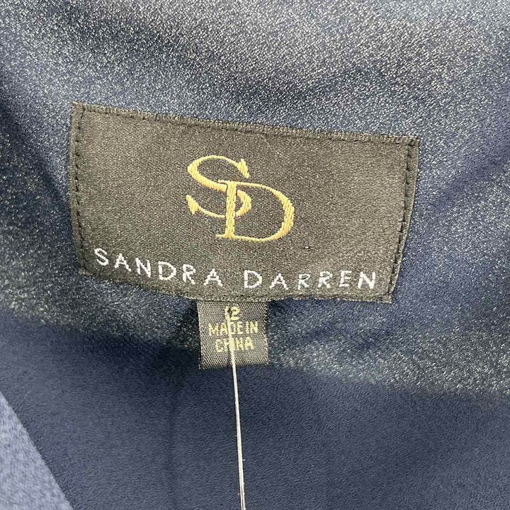 Size 12 Sandra Darren Navy Chiffon Sequined 2 PC Dress