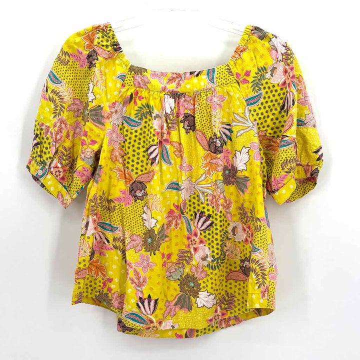 Size M LOFT Yellow Print Shirt