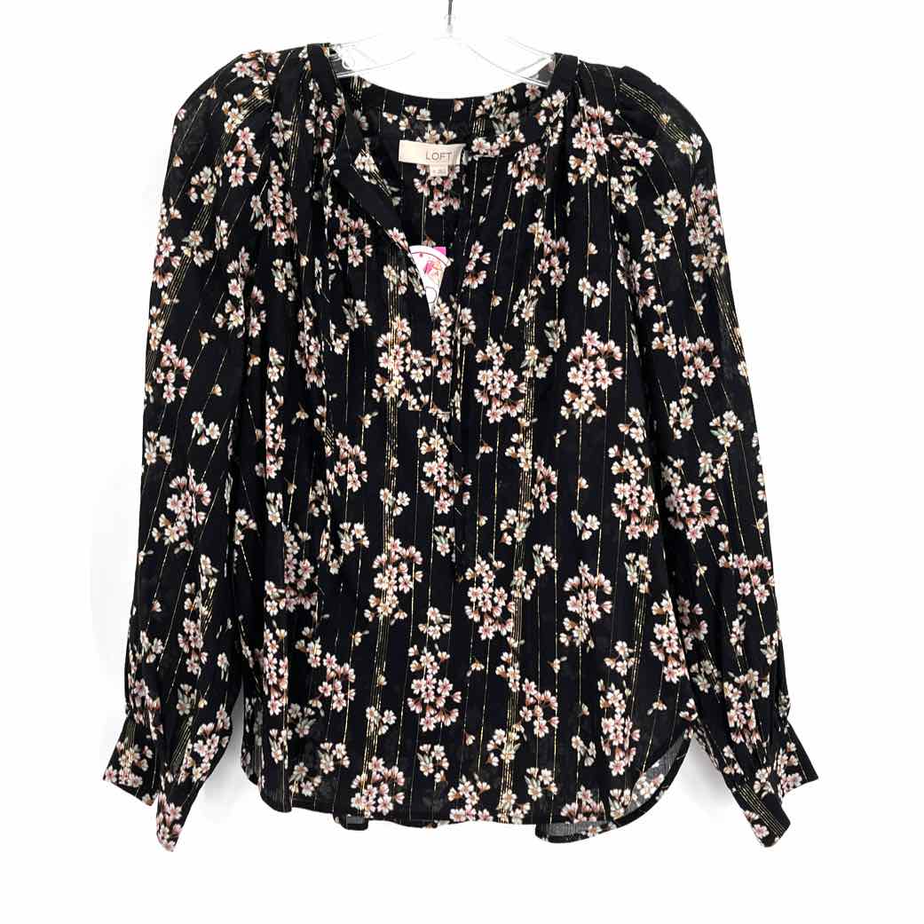 Size XS LOFT Black Print Shirt