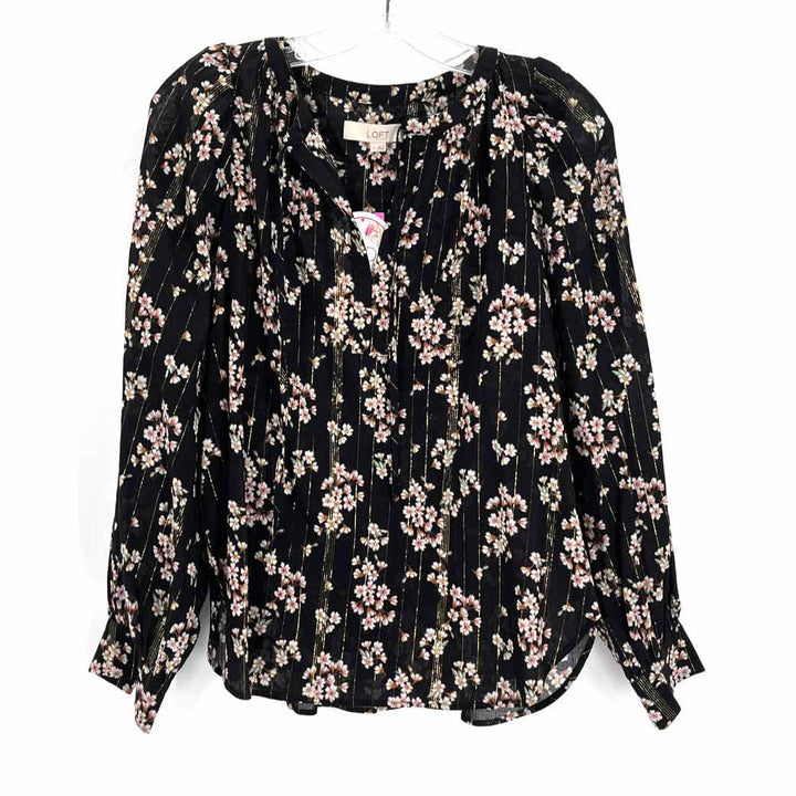 Size XS LOFT Black Print Shirt