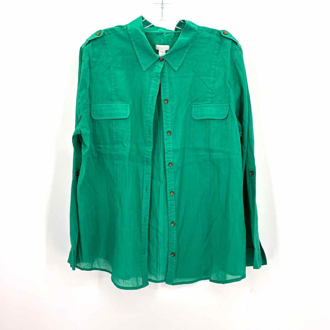 Size 3 Chico's Green Cotton Shirt