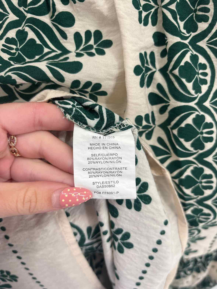 Size L FIG AND FLOWER Green Print Dress