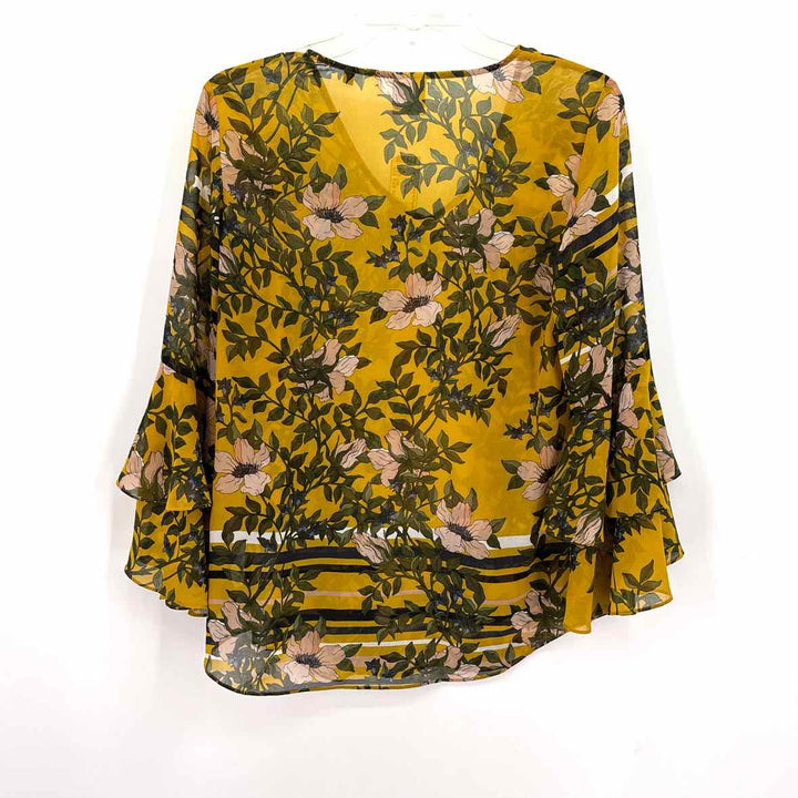 Size XS CABI Yellow Print Shirt