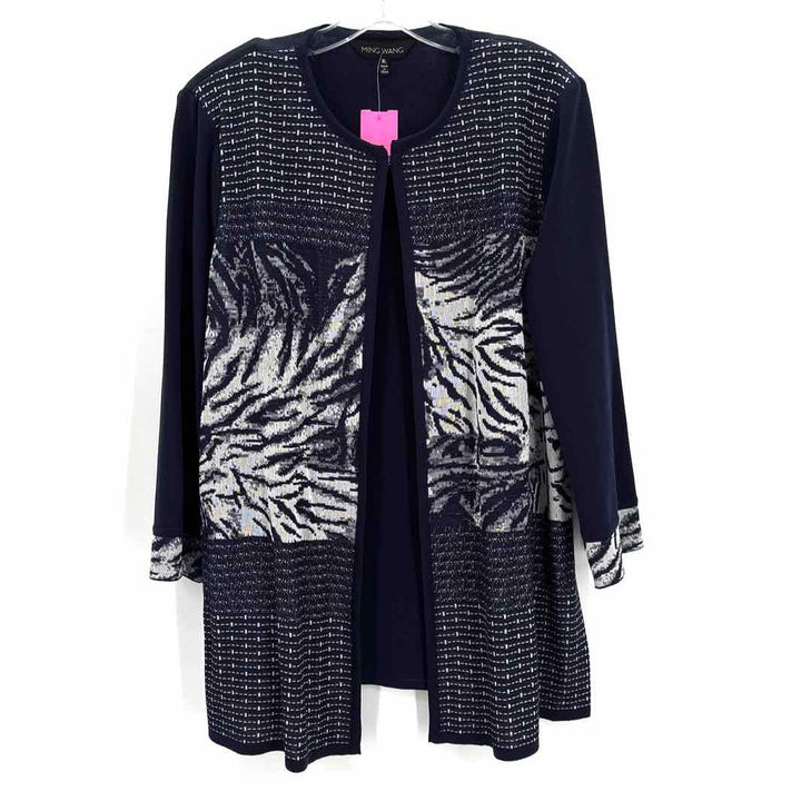 Size XL MING WANG Navy Knit Sweater