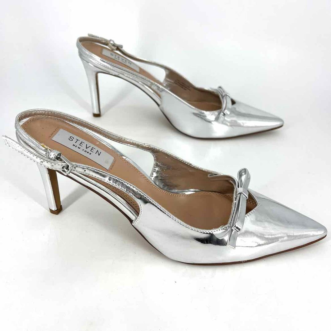 Shoe Size 8.5 STEVEN Silver PATENT Pumps