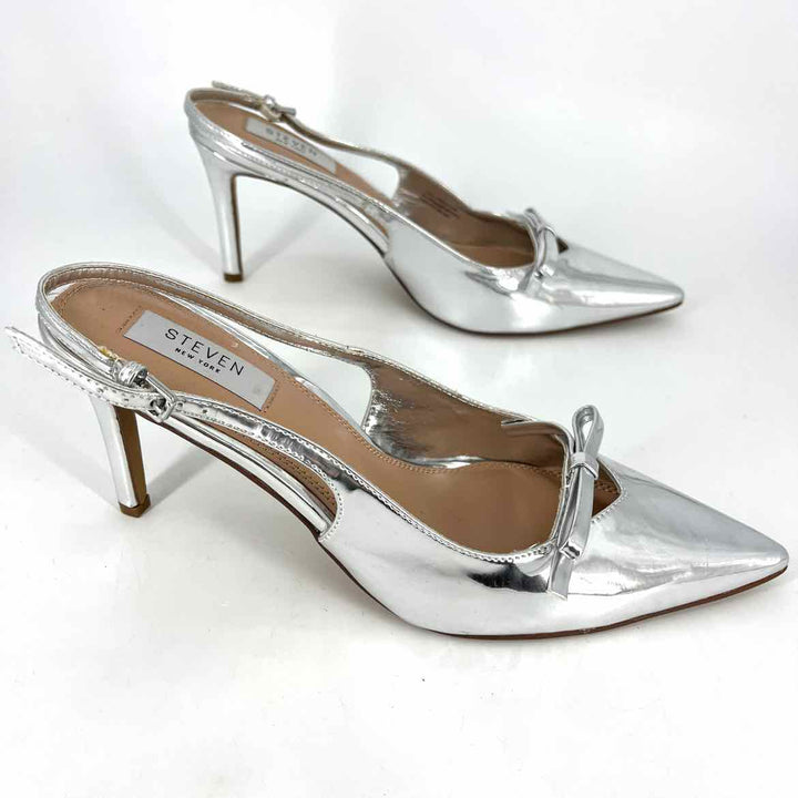 Shoe Size 8.5 STEVEN Silver PATENT Pumps