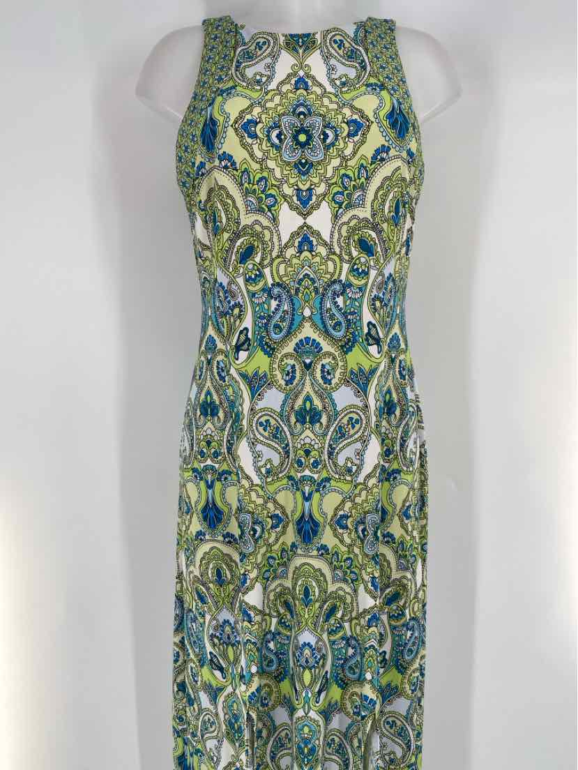 Size M LONDON TIMES Green Print Dress