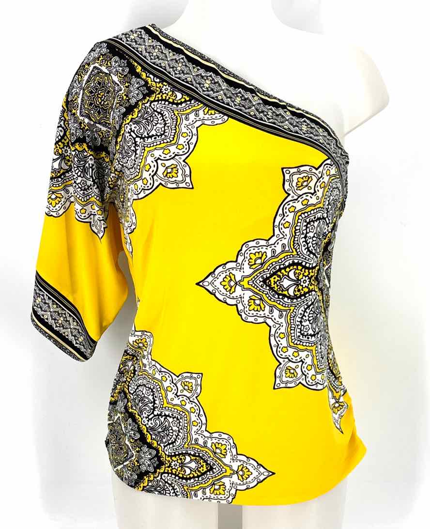 Size S CACHE Yellow Print Shirt