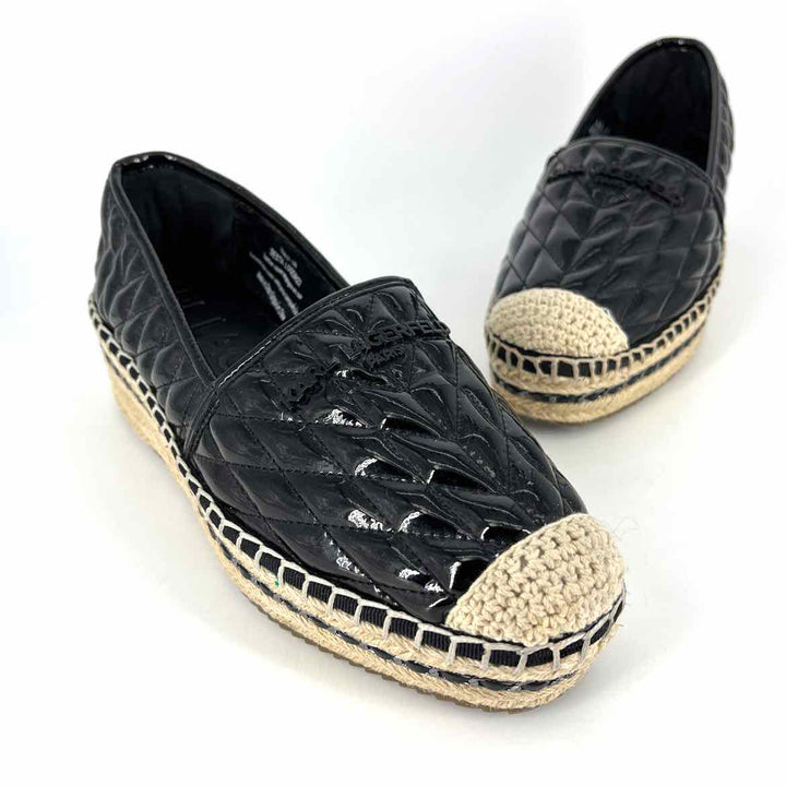 Shoe Size 7 KARL LAGERFELD Black Leather Quilted Flats
