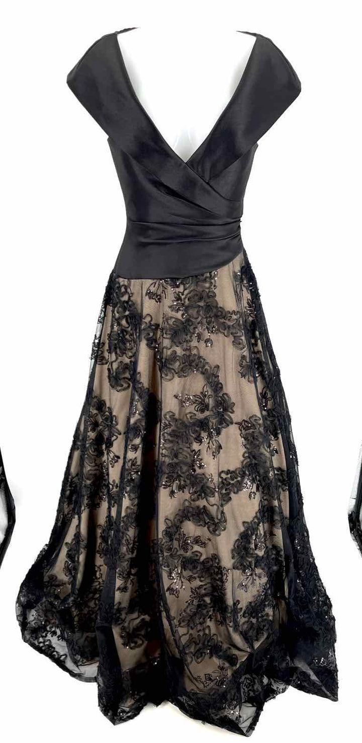 Size 4 JOVANI Multi-Color Satin Lace Dress