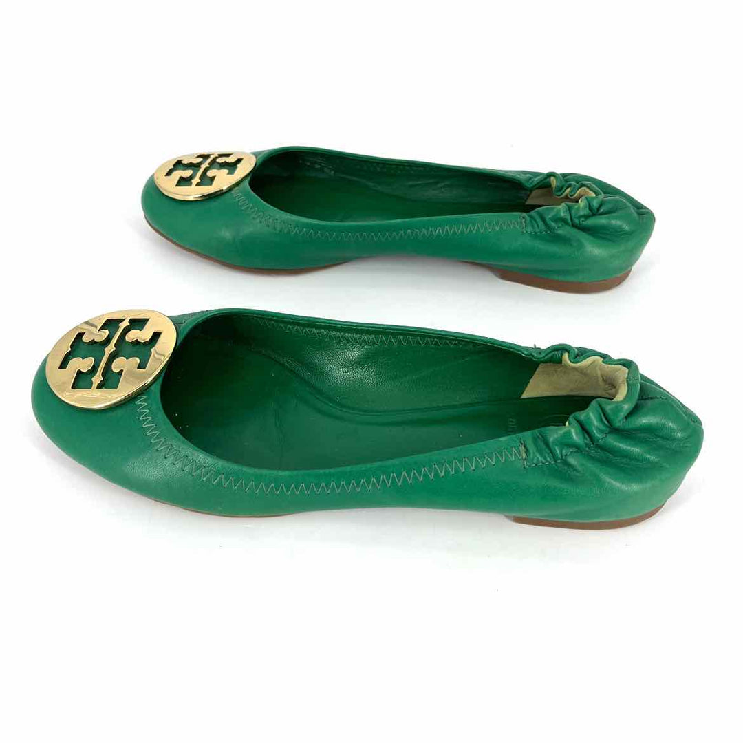 Shoe Size 9 Tory Burch Green Leather Flats
