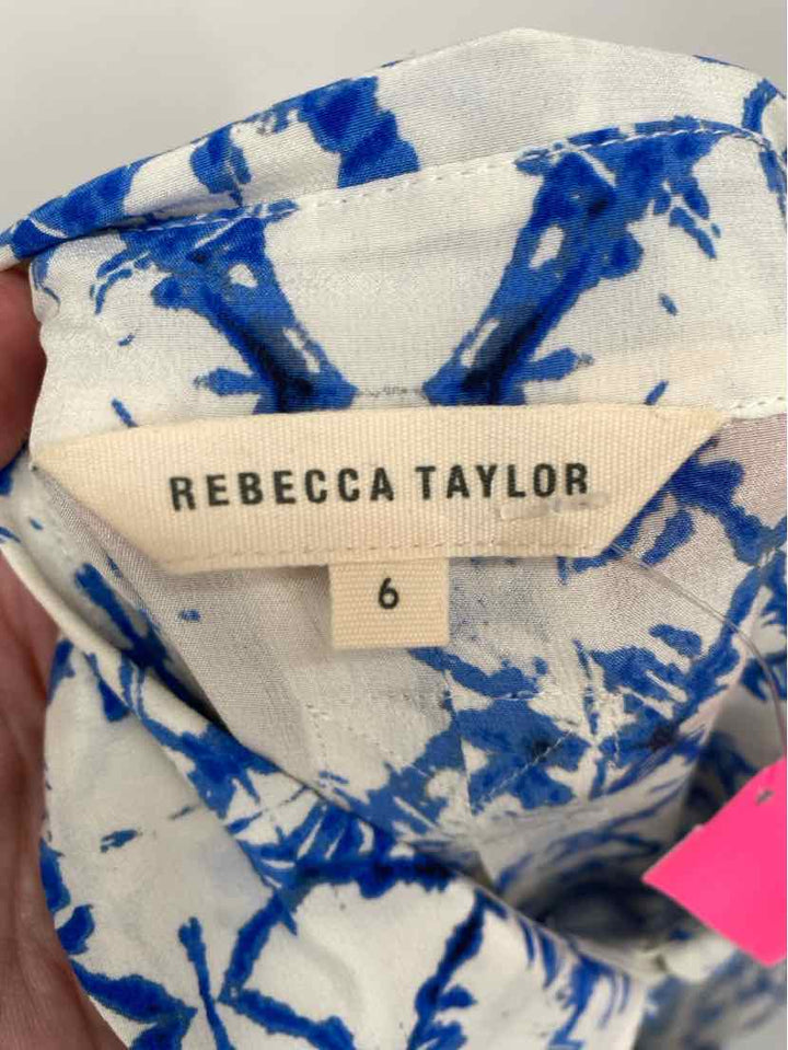 Size 6 REBECCA TAYLOR White Print Dress
