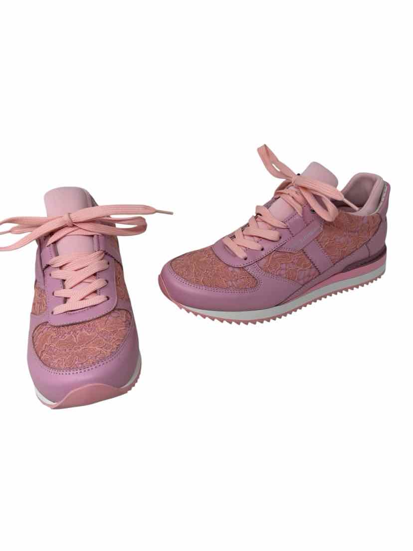 Shoe Size 38.5 Dolce &amp; Gabbana Pink Leather Lace Luxury - Sneakers