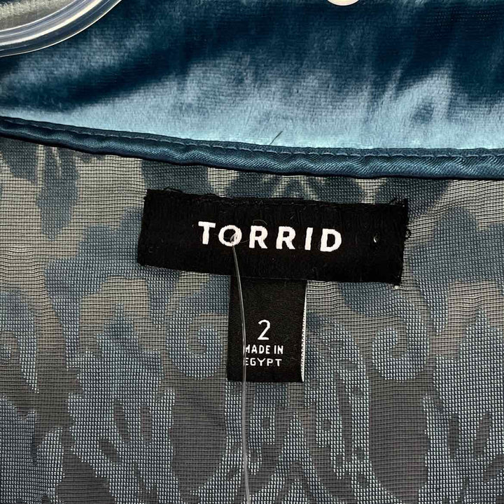 Size 2X Torrid Teal Velvet Cardigan